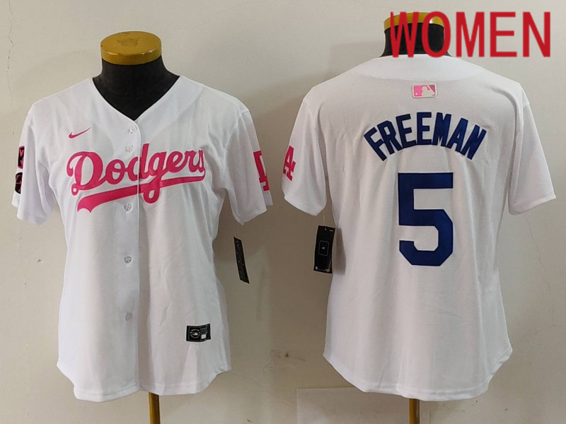 Women Los Angeles Dodgers #5 Freeman White joint name 2024 Nike MLB Jersey style 912->women nfl jersey->Women Jersey